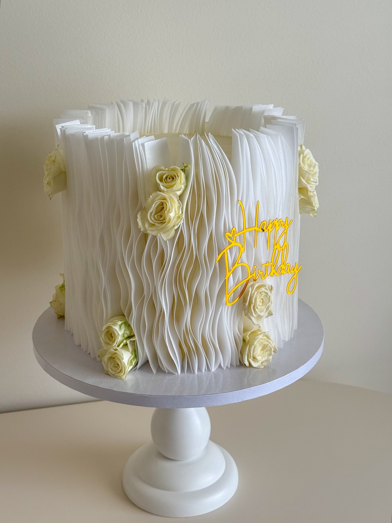 elegant white baby shower cake serving Naperville and Joliet