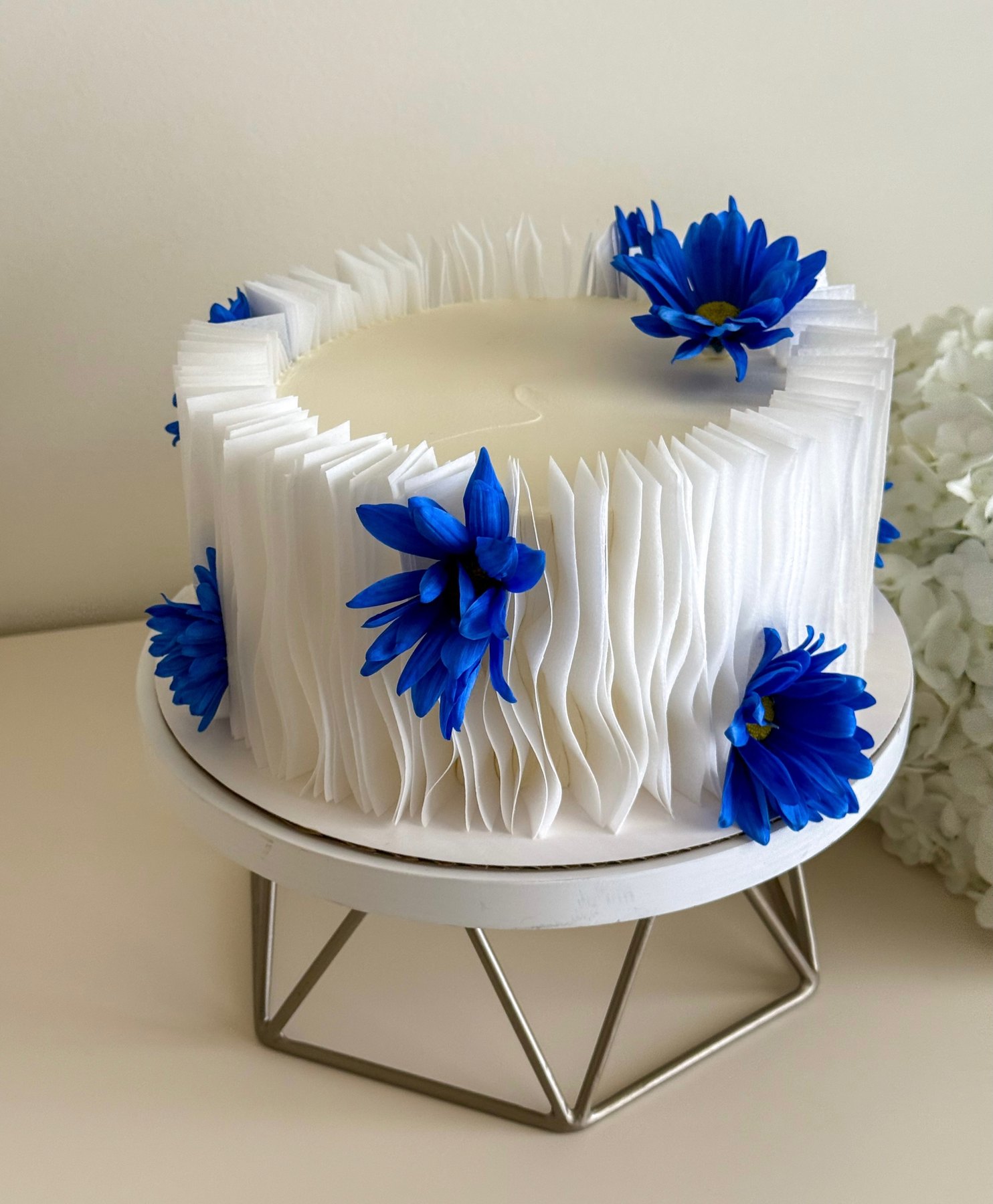 blue flower custom celebration cake in Naperville IL