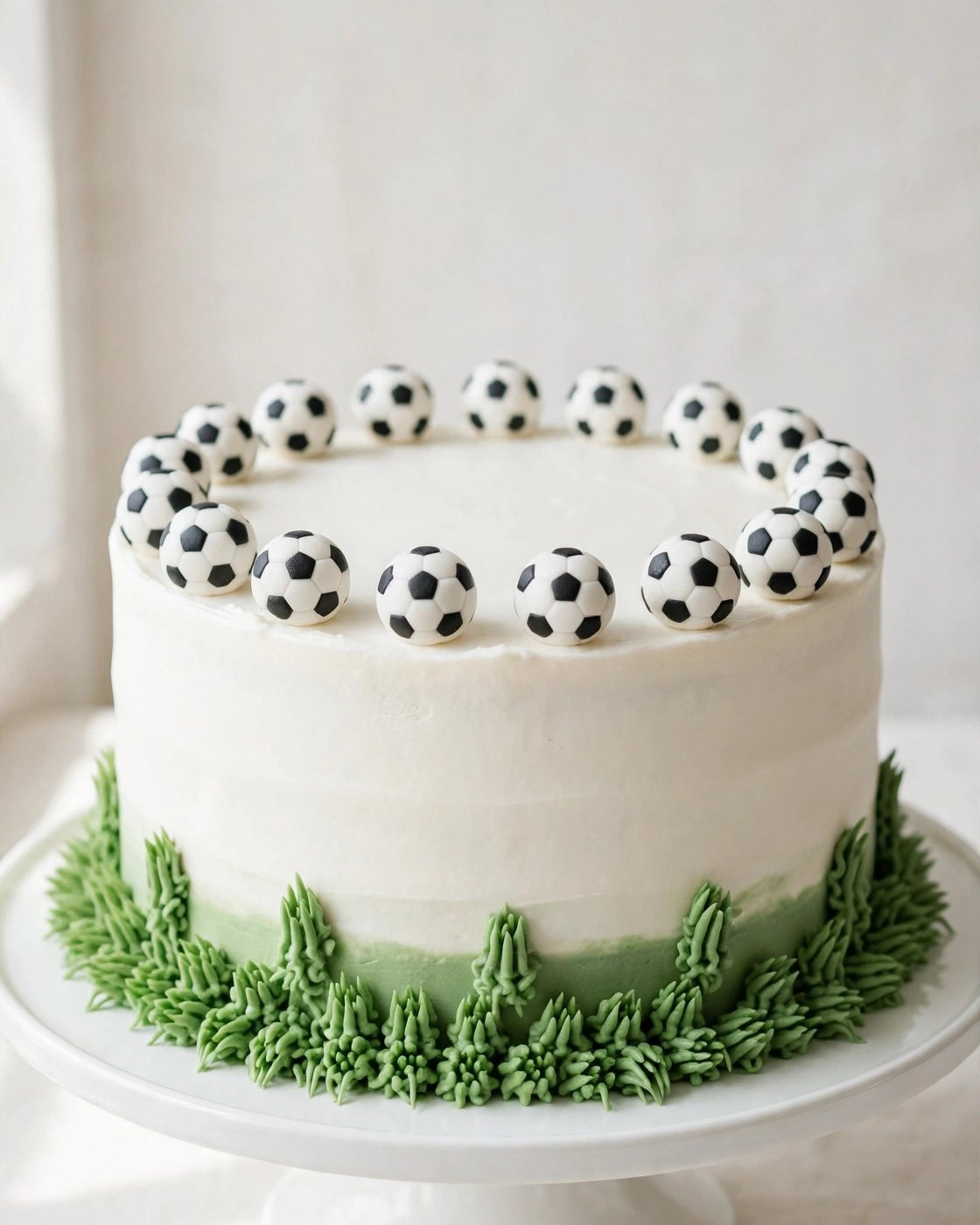 Real SoulMade custom soccer birthday cake with soccer balls and player silhouette